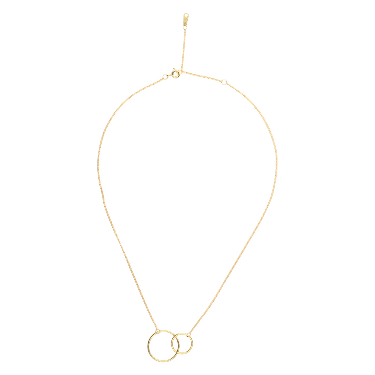 14K Gold Plated Two Circle Interlocking Pendant Necklace