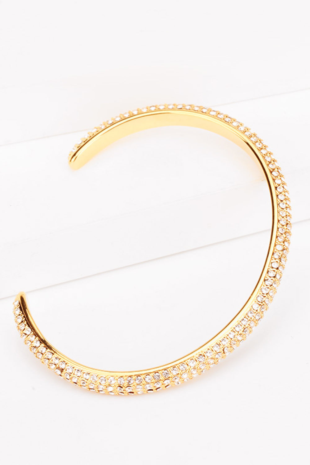 18K Gold-Plated Rhinestone Open Bracelet