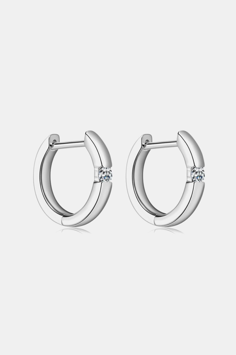 Moissanite Sterling Silver Huggie Earrings