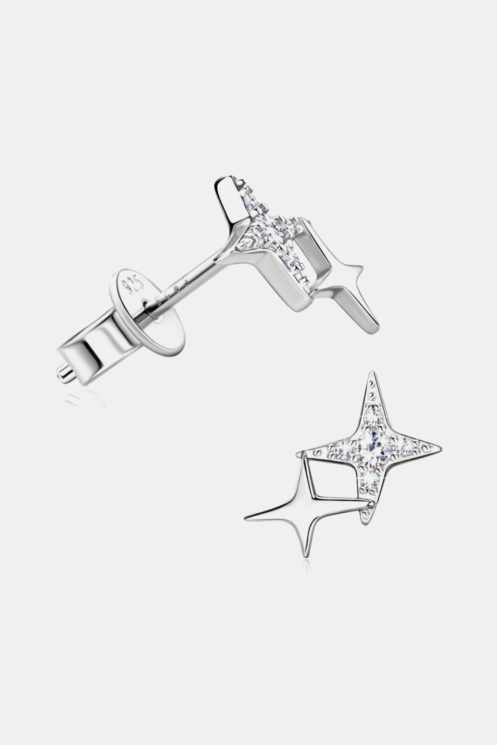 Moissanite Sterling Silver Star Shape Earrings